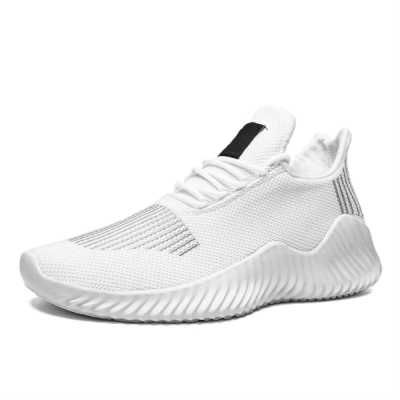 Men Breathable White Woven Sneakers Lightweight Walking Tennis Shoes Outdoors Casual Sports Shoes Large Size Zapatillas Hombre